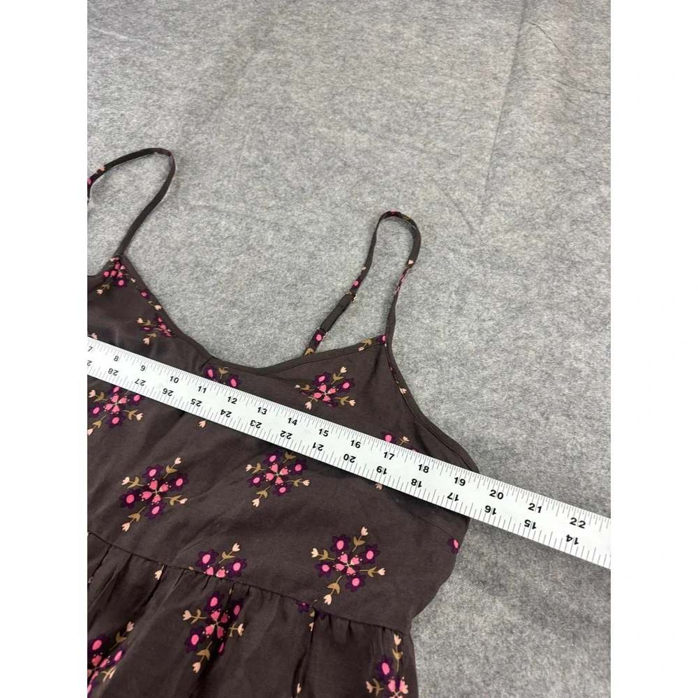 Natural Life Floral Wide Leg Jumpsuit Brown Pink Boho Tiered Ruffle Women L Boho